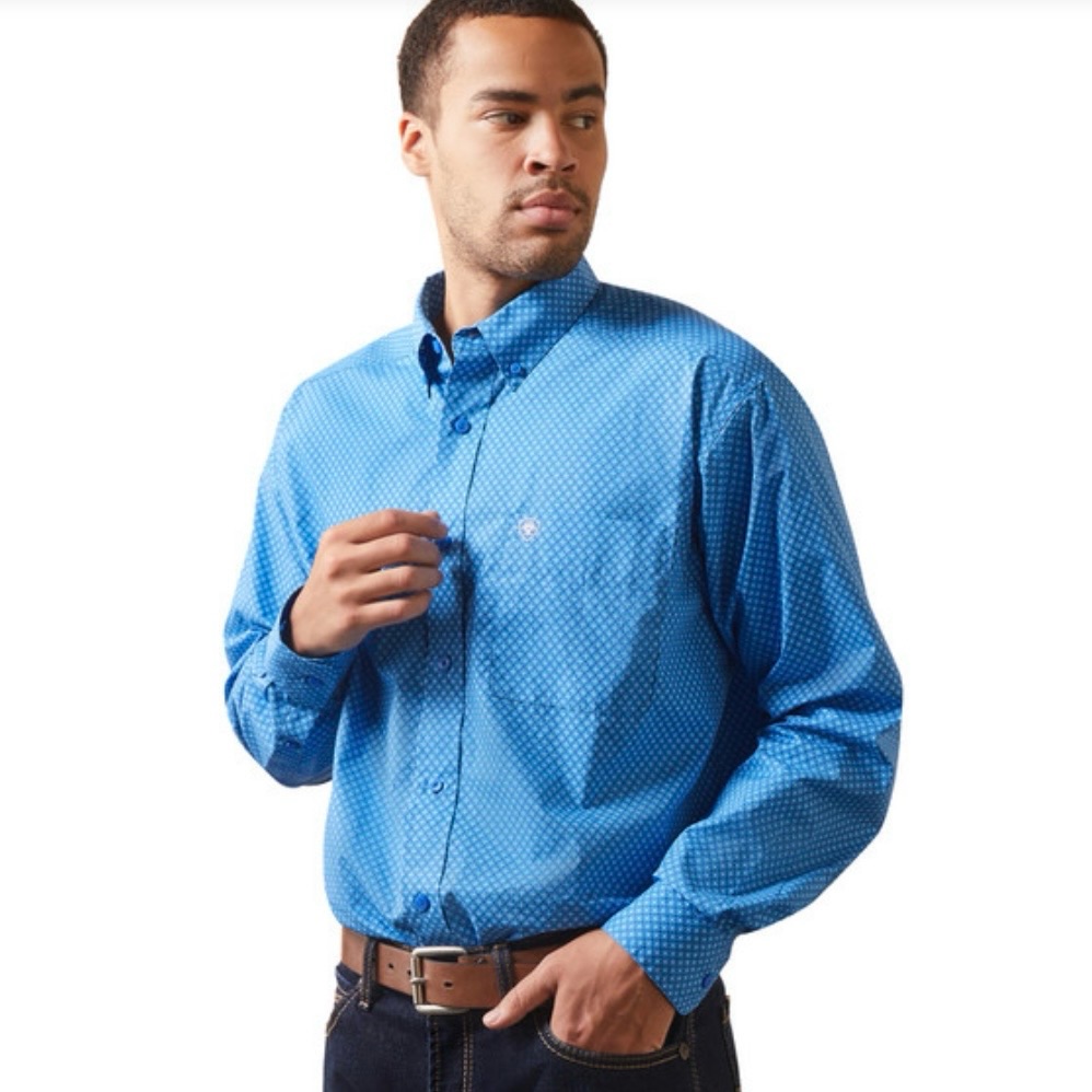 Ariat Men’s Lloyd Classic Fit Blue Print Long Sleeve Shirt Xl Western Wear